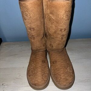 UGG Floral Embossed Brown Boots